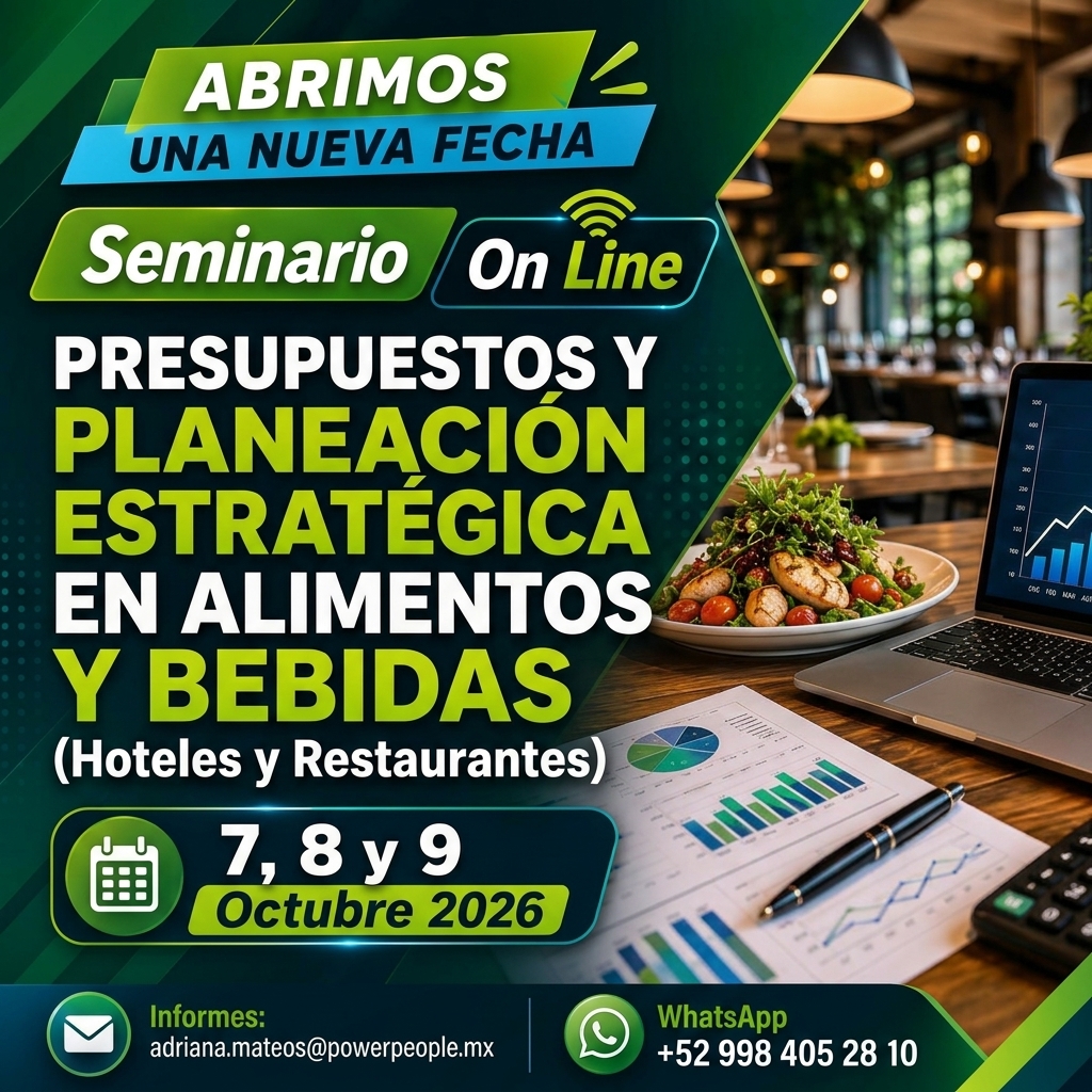 Seminario PRESUPUESTOS Y PLANEACIÓN ESTRATÉGICA EN ALIMENTOS Y BEBIDAS On Line